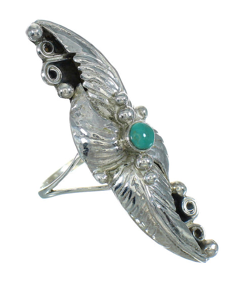 Southwestern Genuine Sterling Silver Jewelry Turquoise Ring Size 7 AX90482